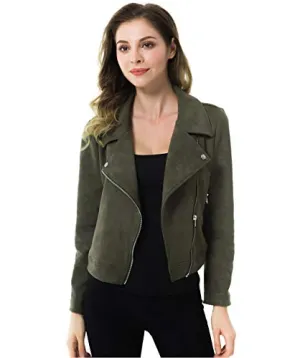 Apperloth Short Moto Biker Suede Jacket