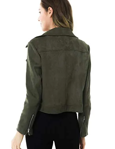 Apperloth Short Moto Biker Suede Jacket
