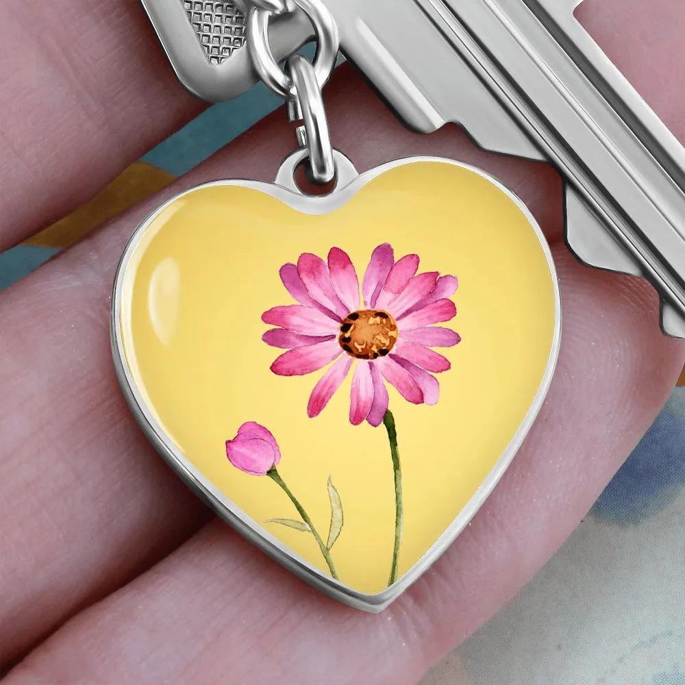 April Birth Flower Keychain, Daisy Keychain, Birth Month Flower Keychain, Birthday Gift For Her, Gift for Daughter, Sister, New Mom Gift - Gold