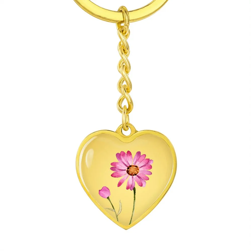 April Birth Flower Keychain, Daisy Keychain, Birth Month Flower Keychain, Birthday Gift For Her, Gift for Daughter, Sister, New Mom Gift - Gold