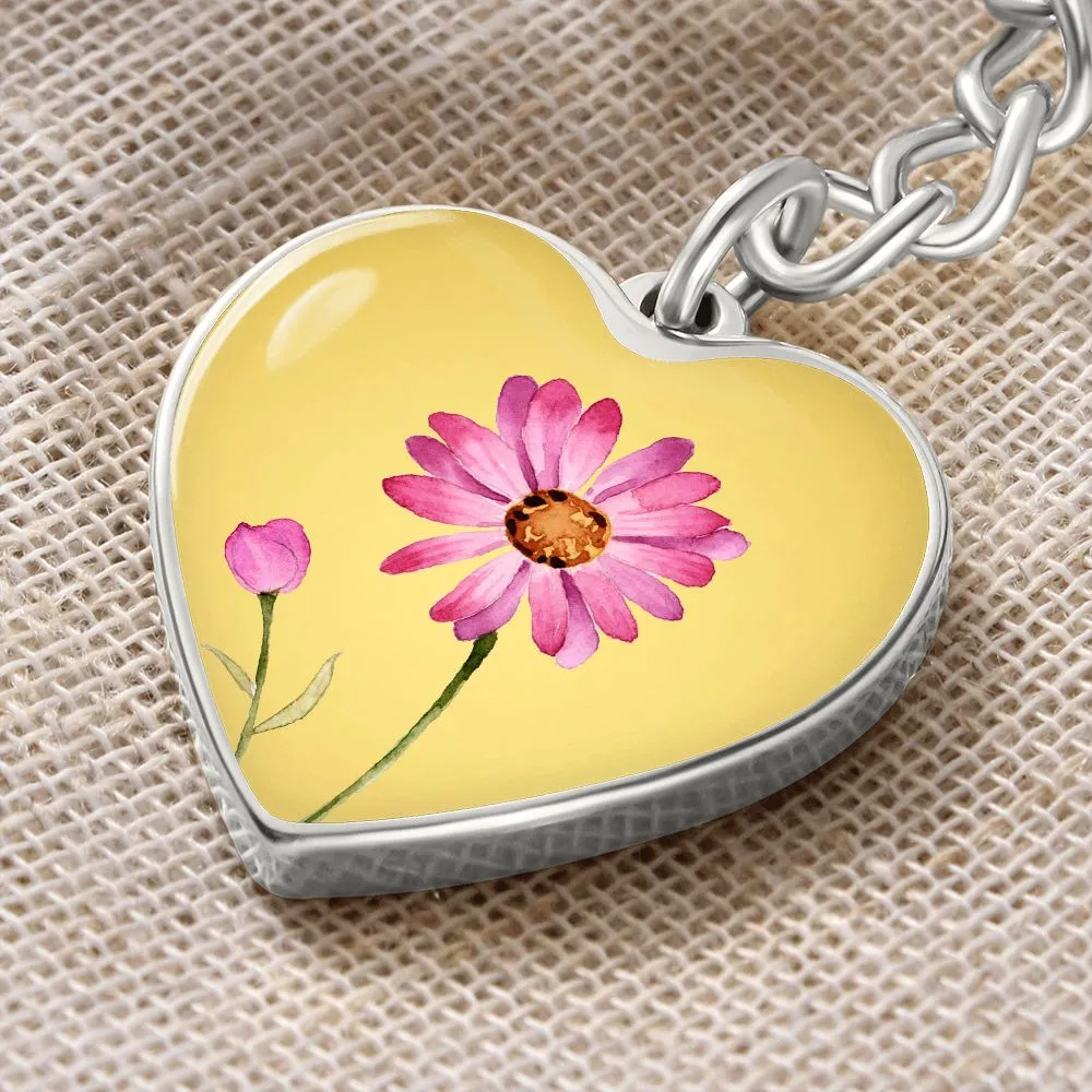 April Birth Flower Keychain, Daisy Keychain, Birth Month Flower Keychain, Birthday Gift For Her, Gift for Daughter, Sister, New Mom Gift - Gold