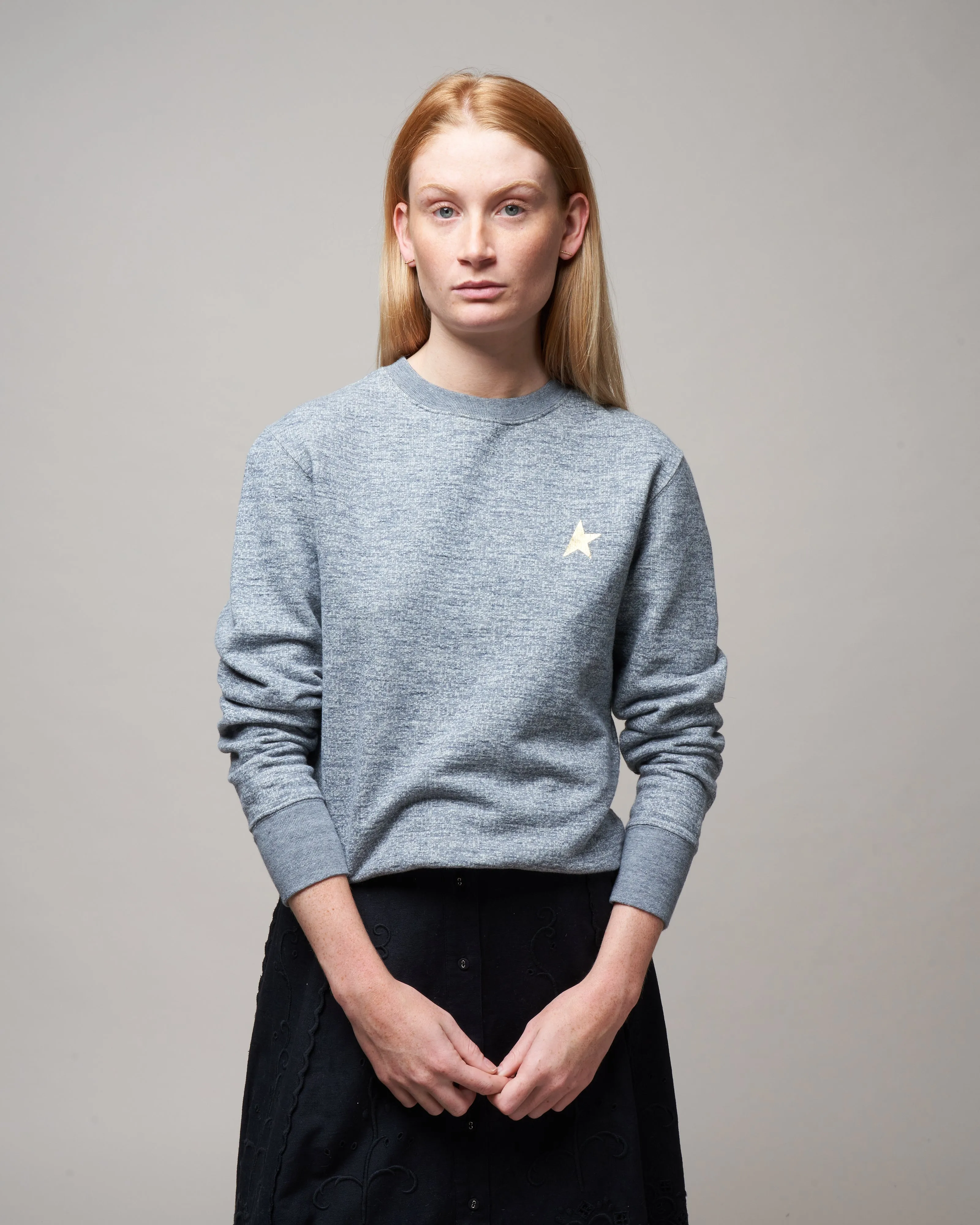 athena sweatshirt - medium grey melange gold