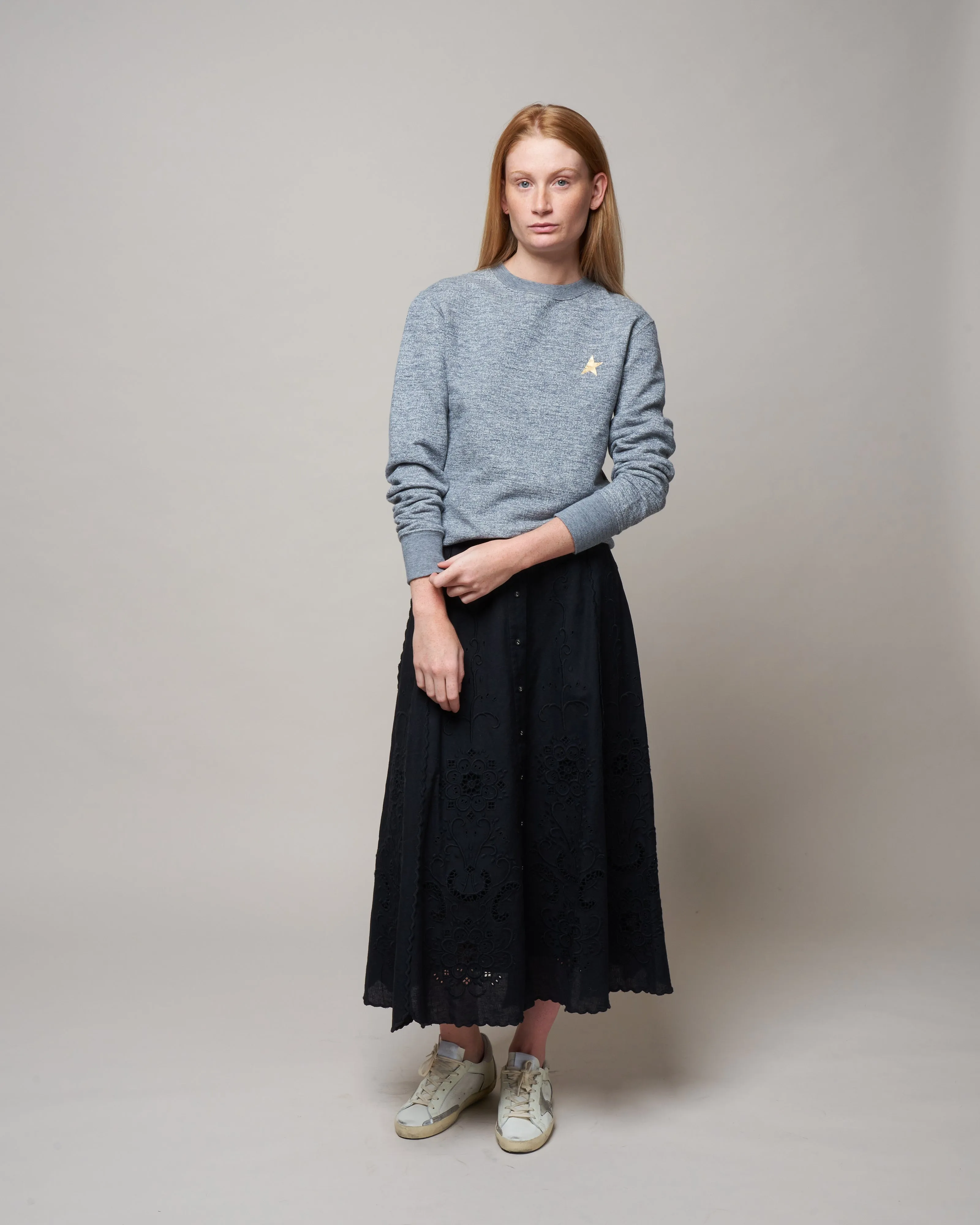 athena sweatshirt - medium grey melange gold