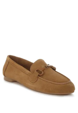 Awen Monochromatic Horsebit Real Suede Loafers for Men