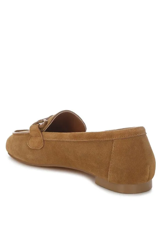 Awen Monochromatic Horsebit Real Suede Loafers for Men