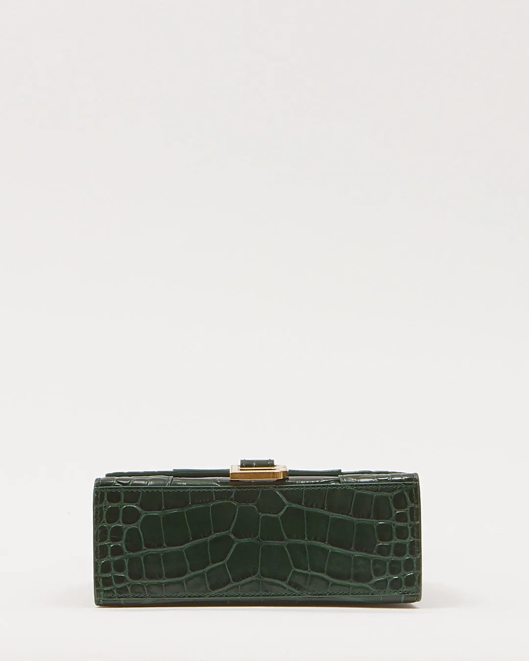 Balenciaga Forest Green Crocodile Embossed Hourglass XS Bag