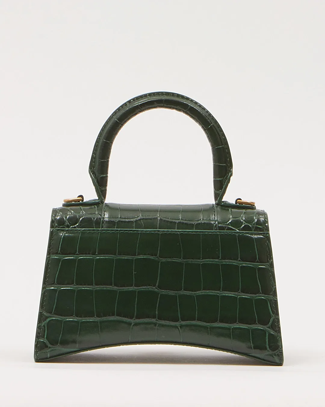 Balenciaga Forest Green Crocodile Embossed Hourglass XS Bag