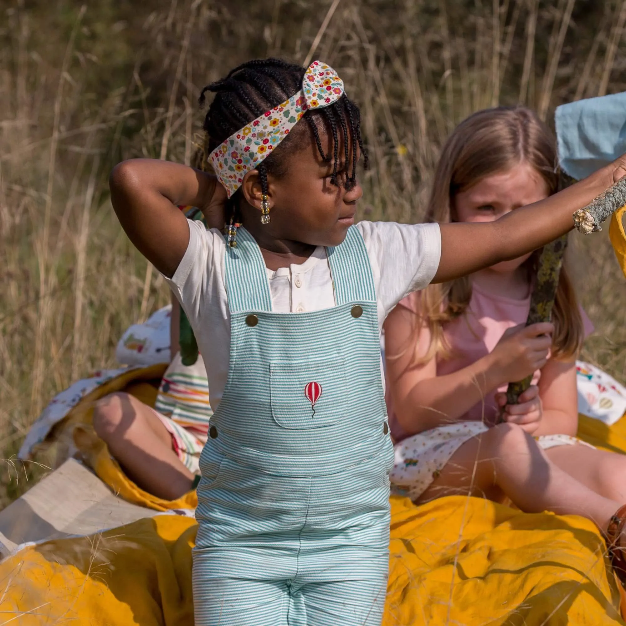 Balloon Striped Shortie Dungarees