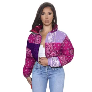 Bandana Coat Paisley Printed Bubble Jackets For Women