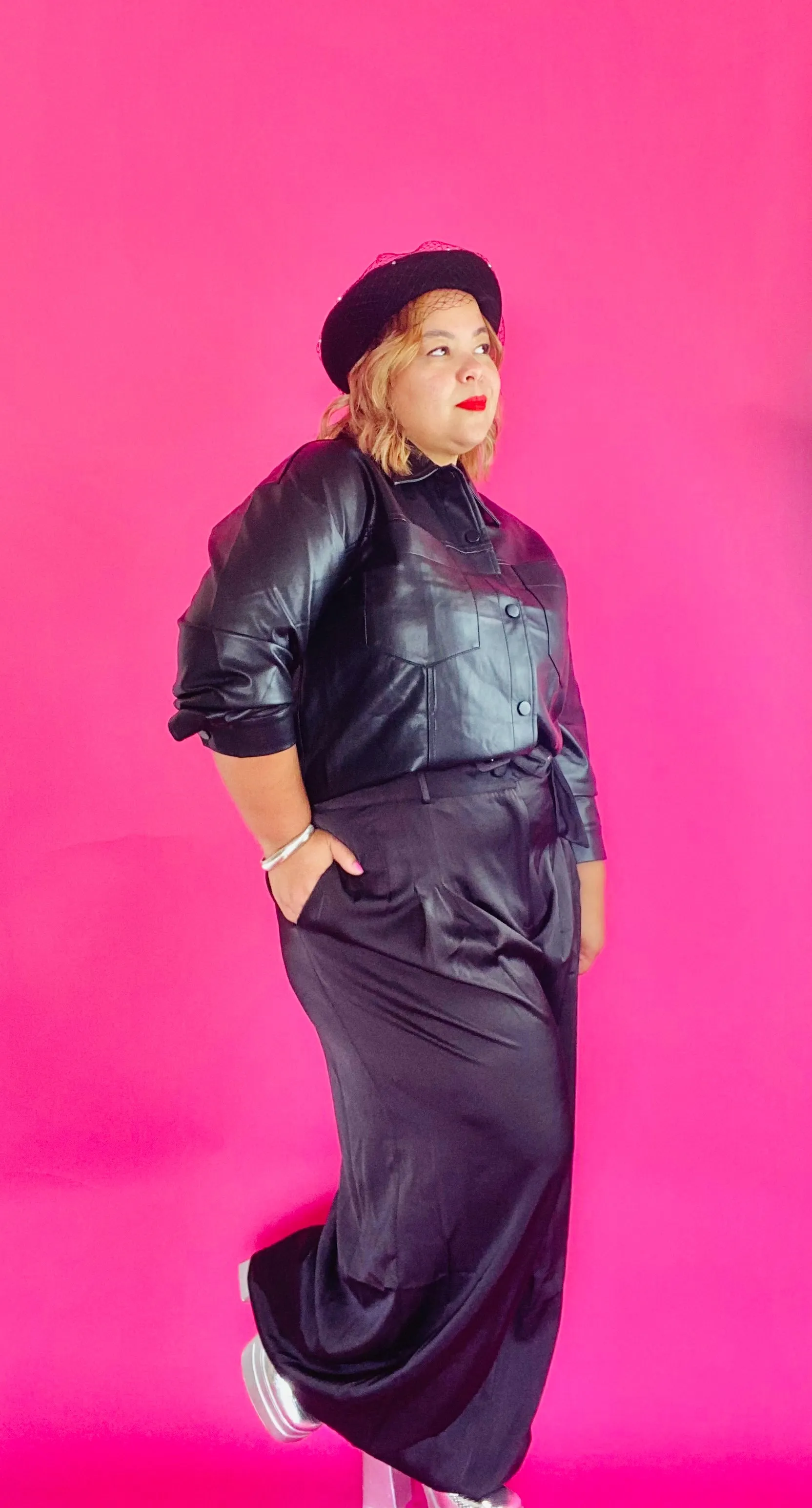 Basic faux leather jacket