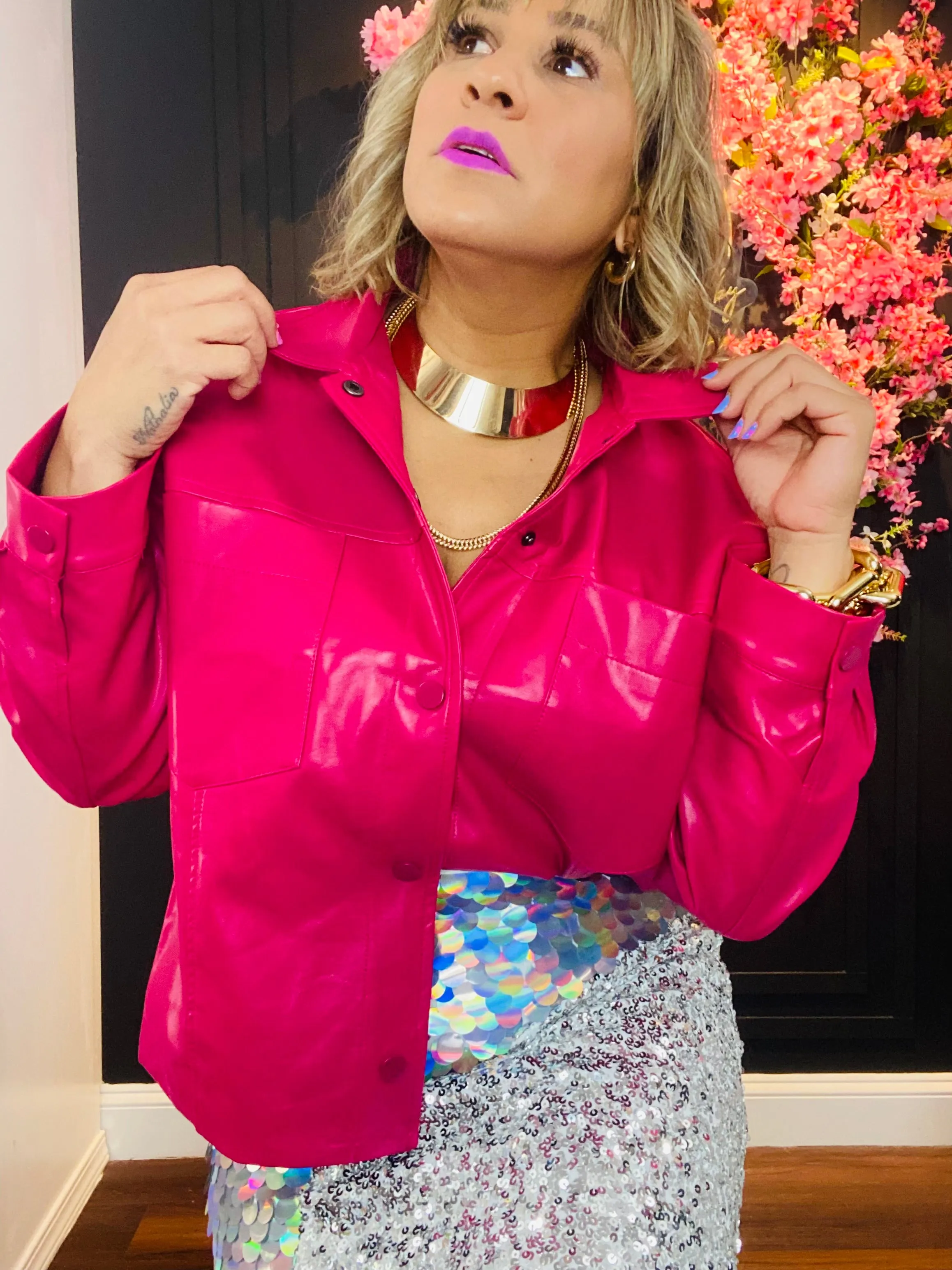 Basic faux leather jacket