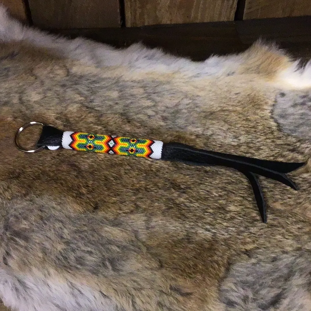 Beaded Leather Keychain