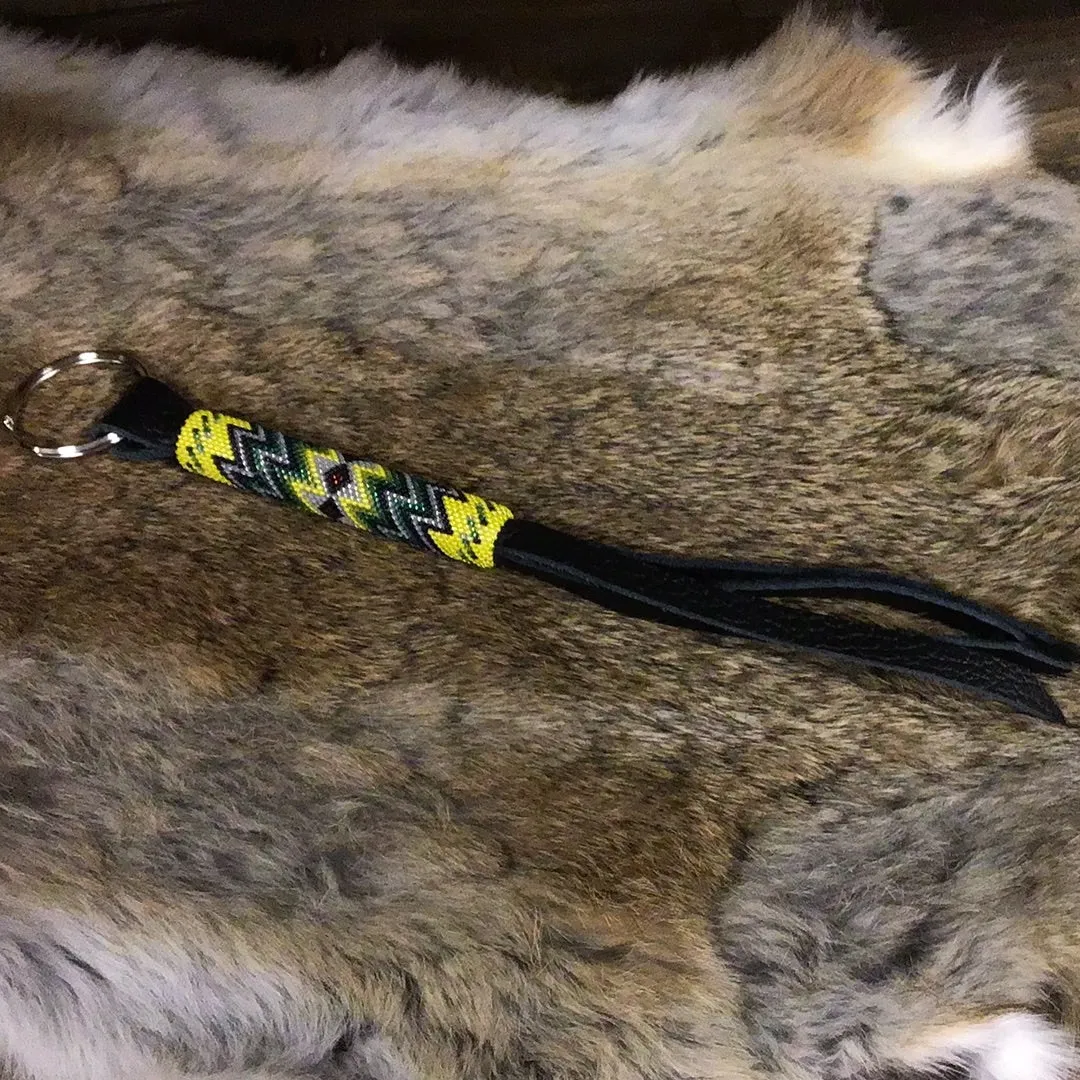 Beaded Leather Keychain