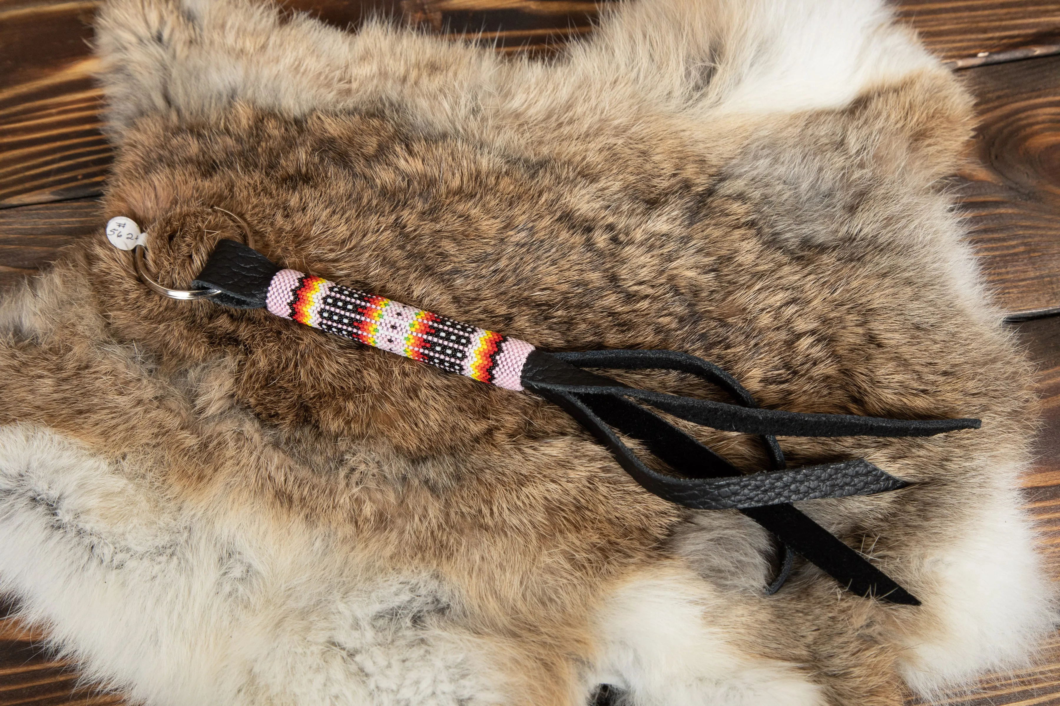 Beaded Leather Keychain