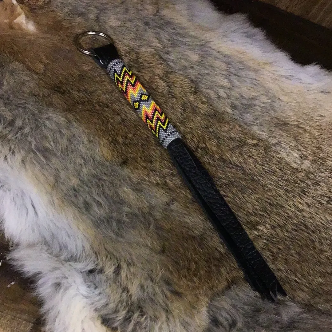 Beaded Leather Keychain