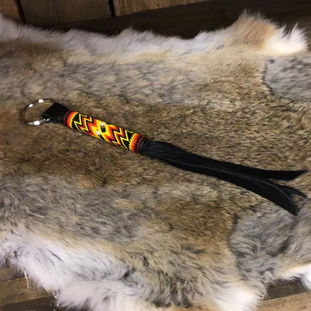 Beaded Leather Keychain