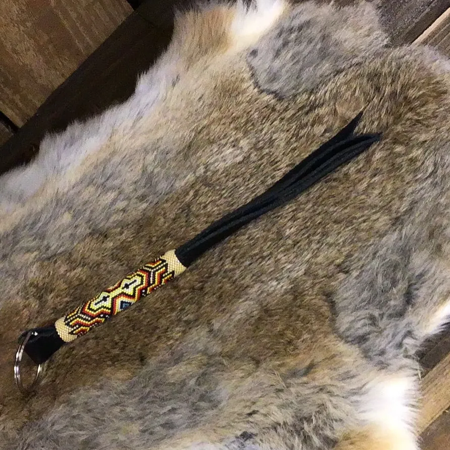 Beaded Leather Keychain