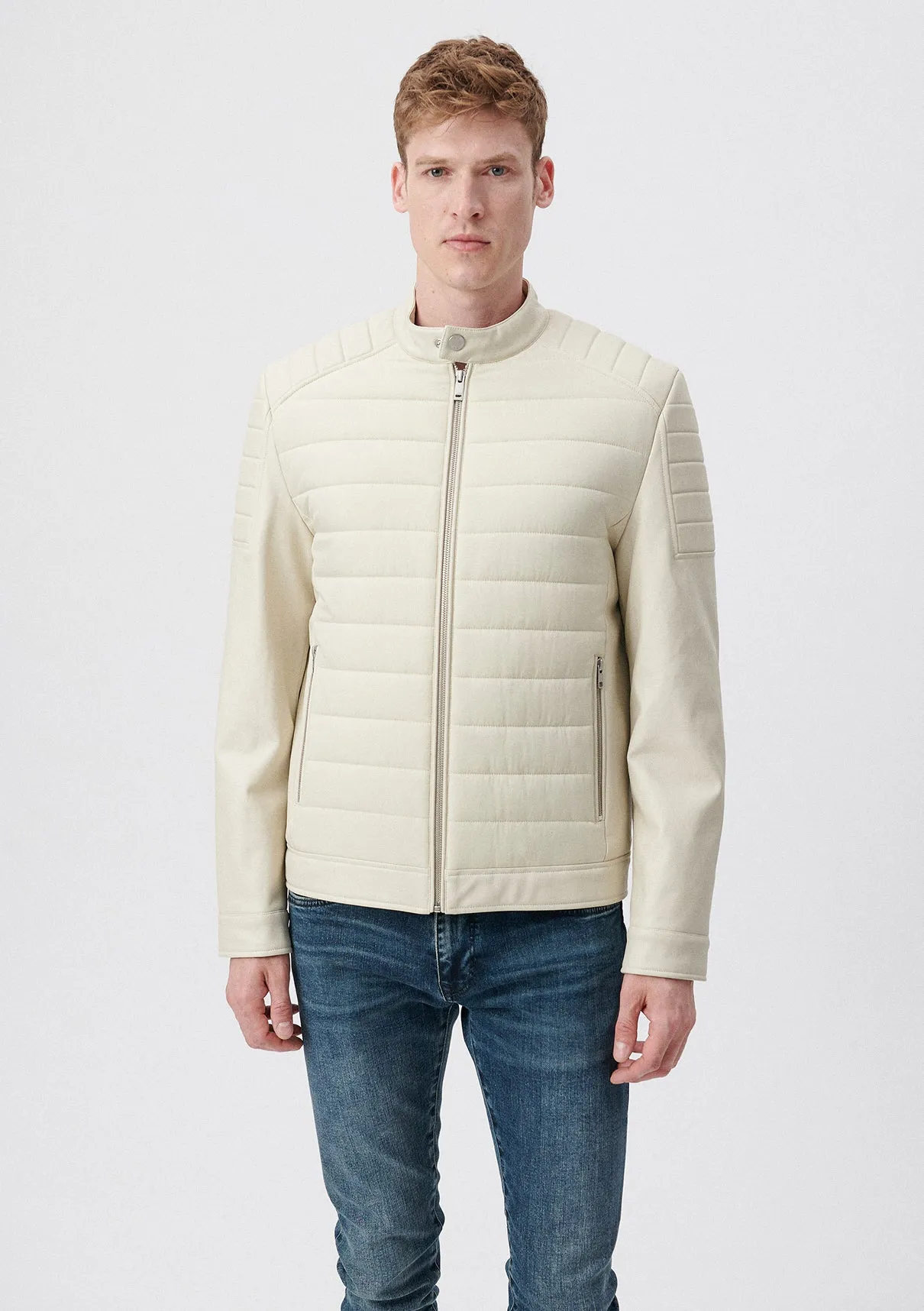 Beige Faux Leather Jacket