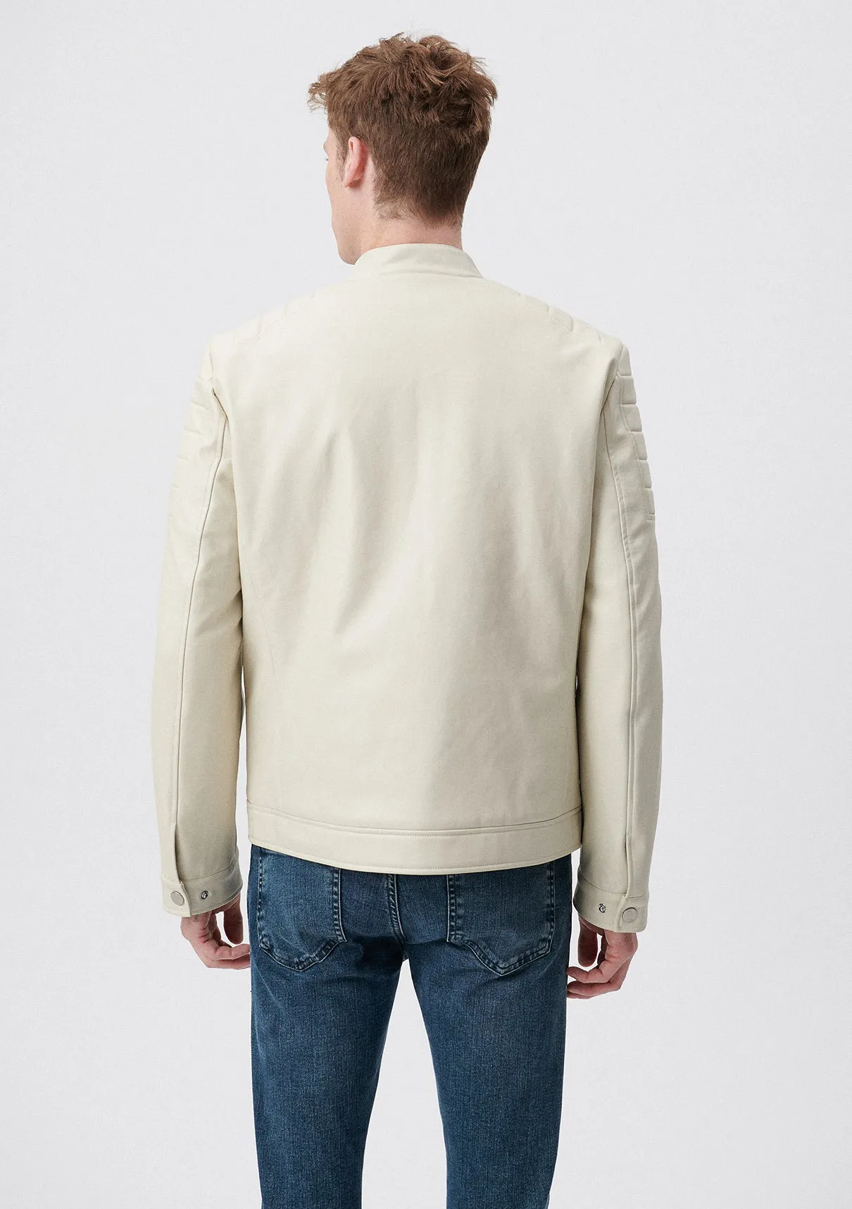 Beige Faux Leather Jacket