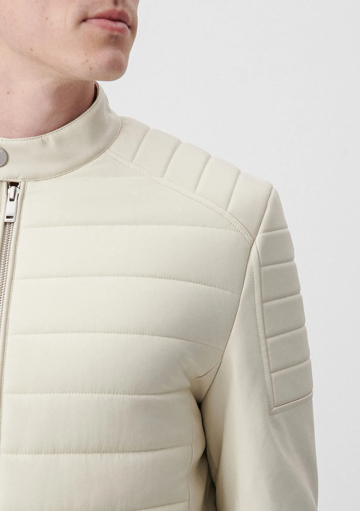 Beige Faux Leather Jacket