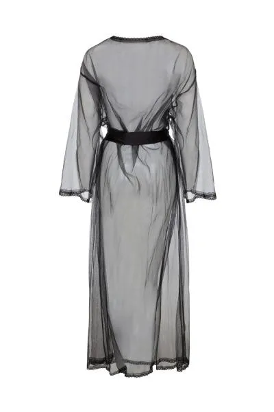 Betty Sheer Tulle Robe - Black -