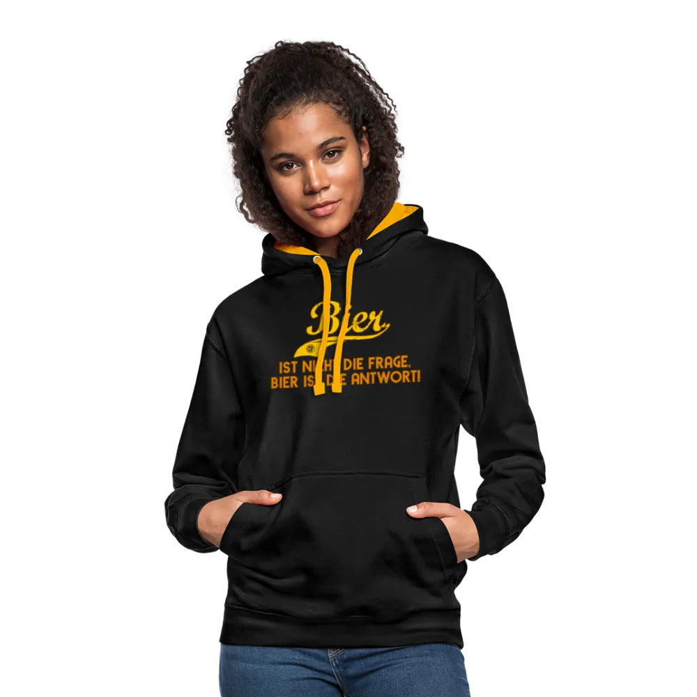 Bier ist nicht die Frage Bier ist die Antwort - Kontrast-Hoodie