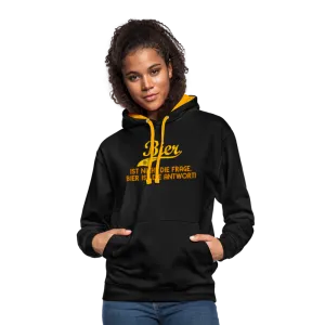 Bier ist nicht die Frage Bier ist die Antwort - Kontrast-Hoodie