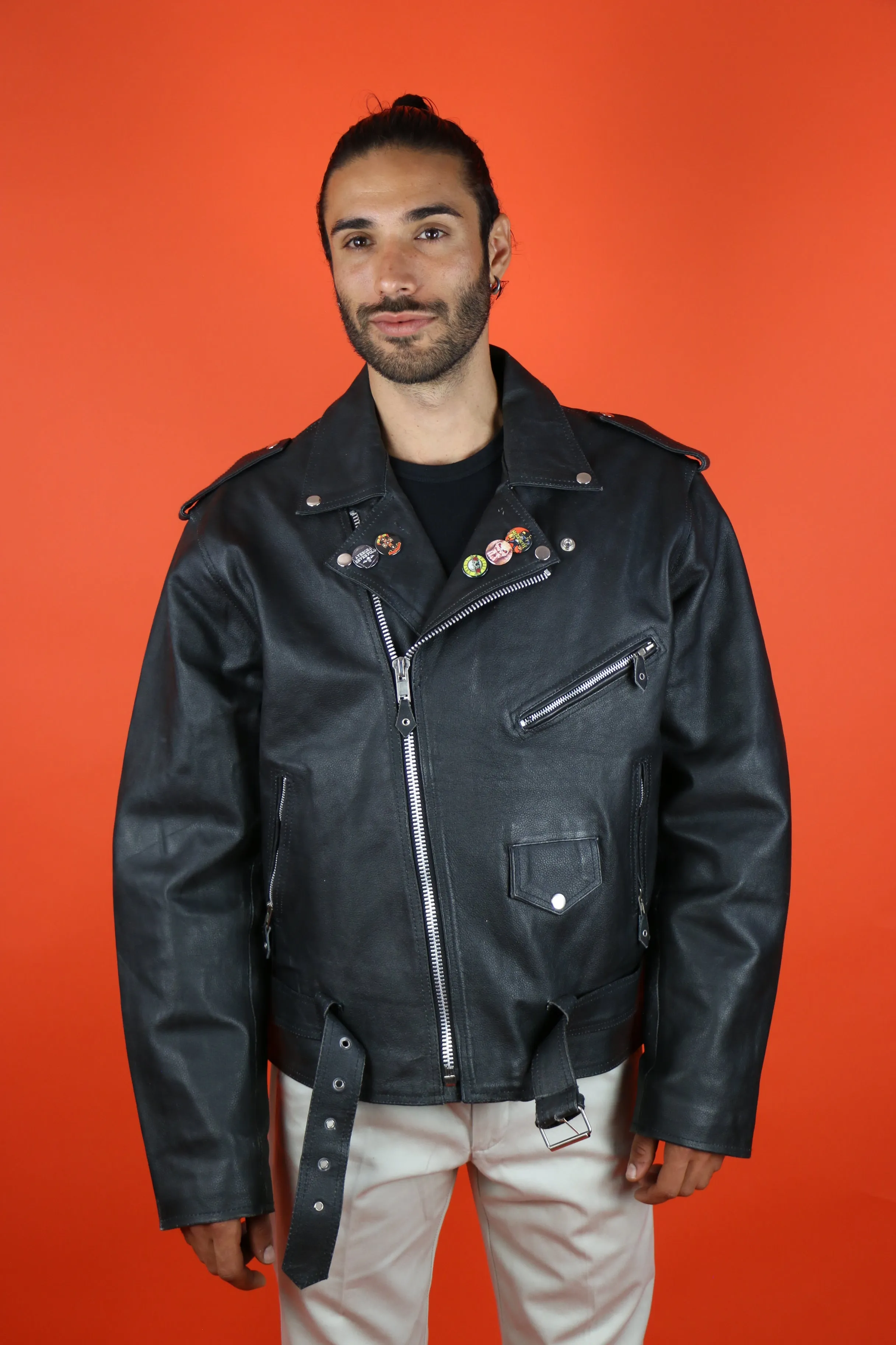 Biker Leather Jacket XL