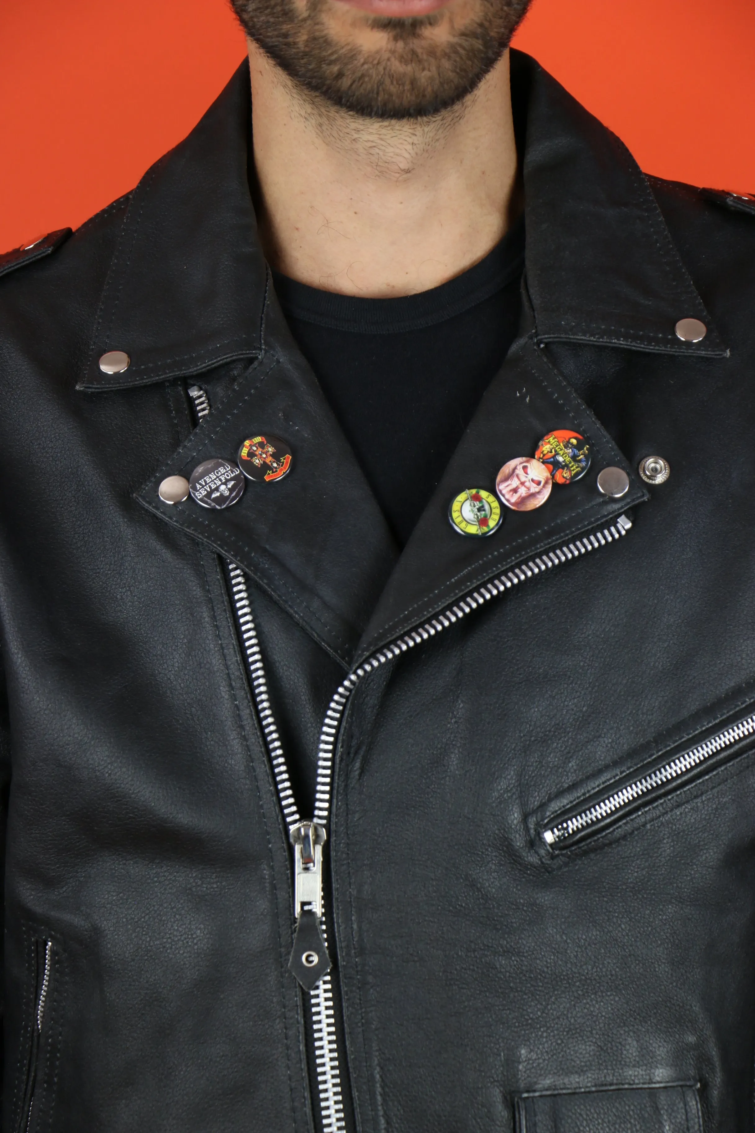 Biker Leather Jacket XL