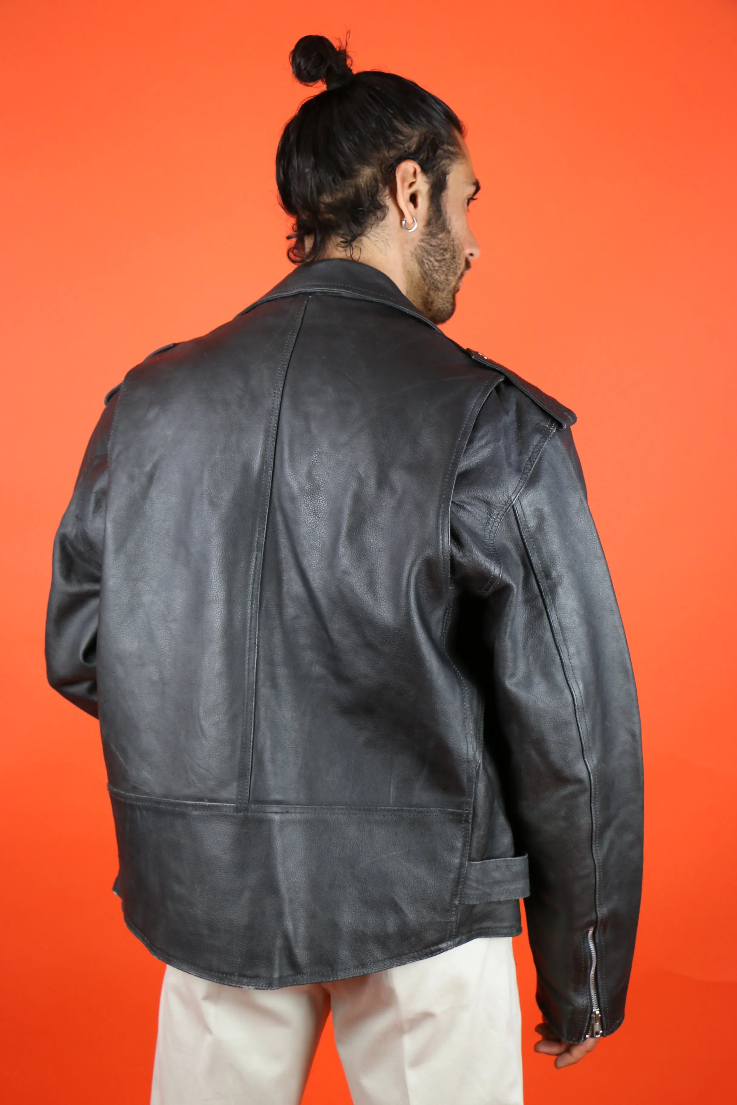 Biker Leather Jacket XL