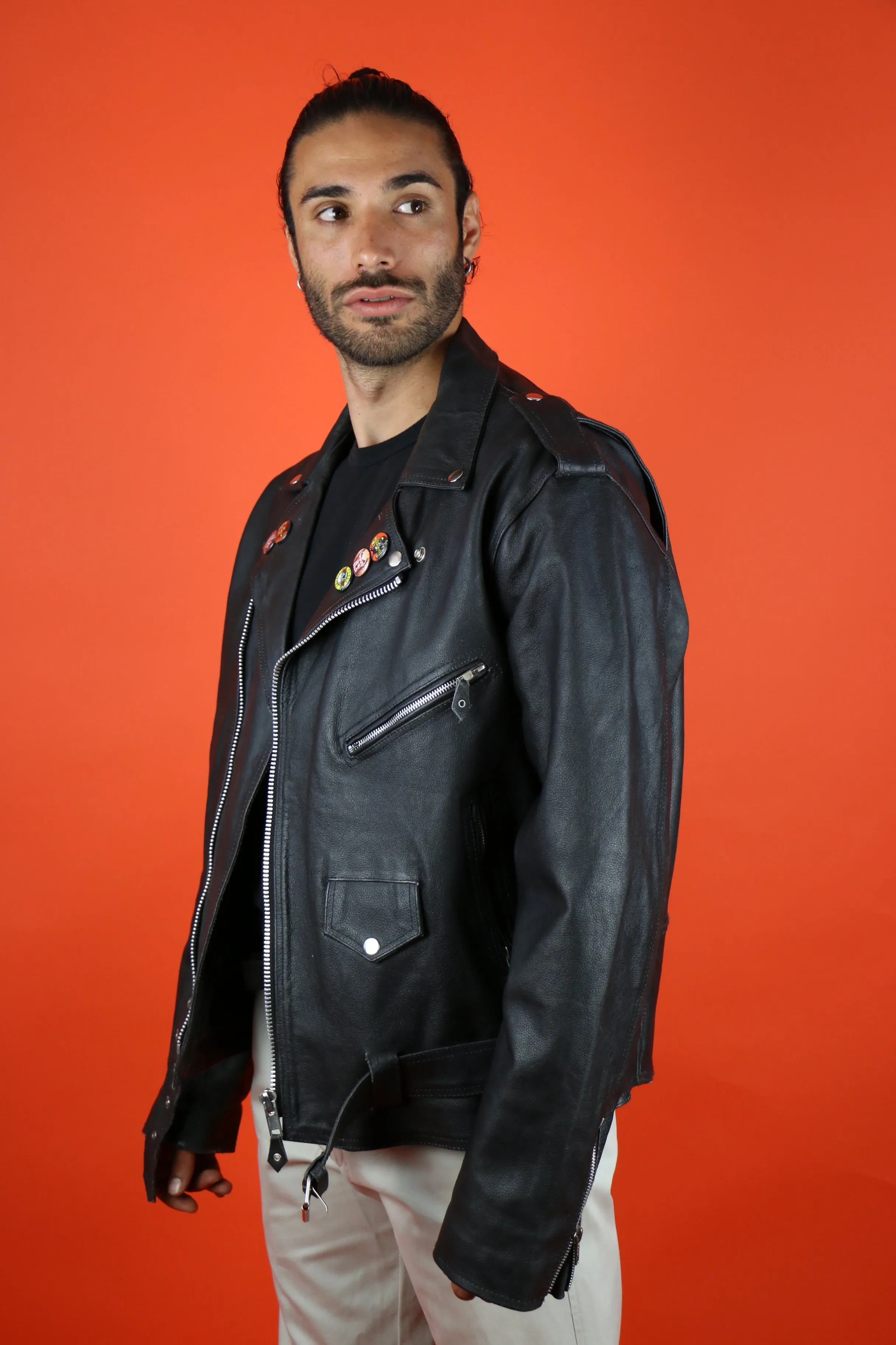 Biker Leather Jacket XL