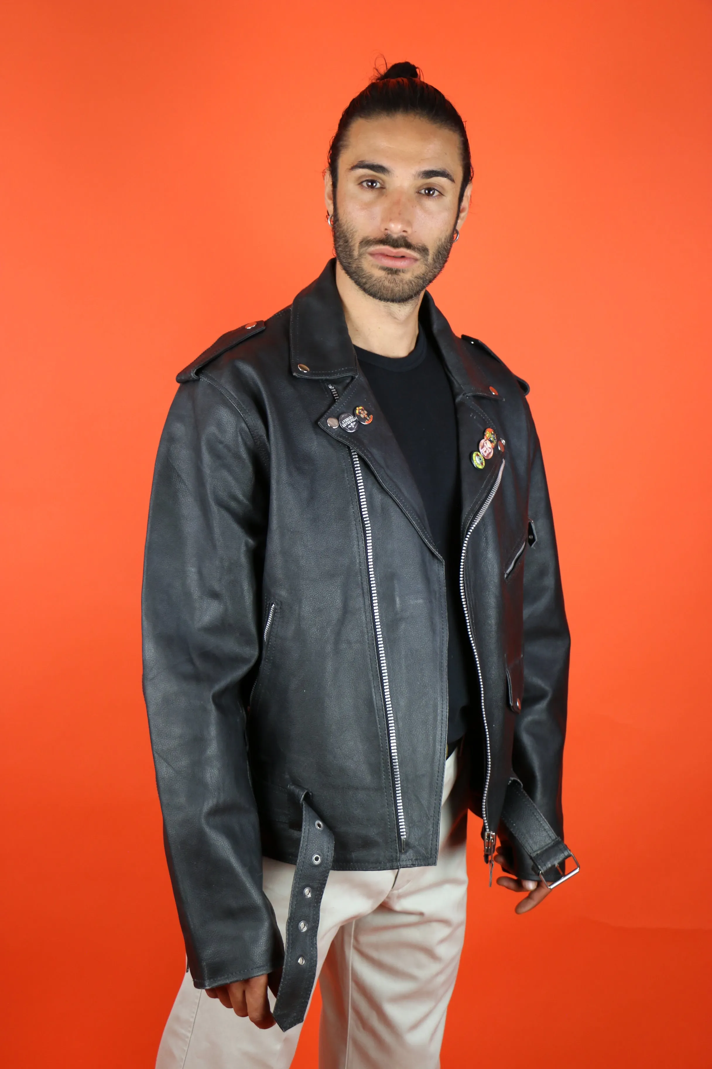 Biker Leather Jacket XL