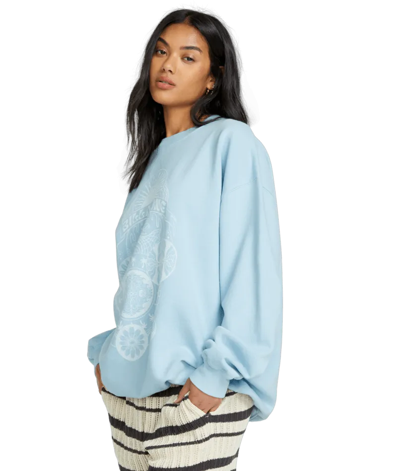 Billabong Ride In Crew Sweatshirt-Washed Chambray
