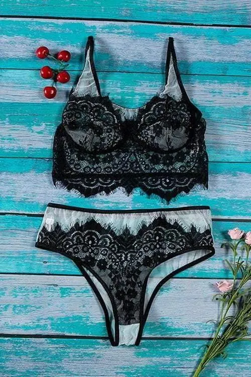 black & white two piece set  lingerie