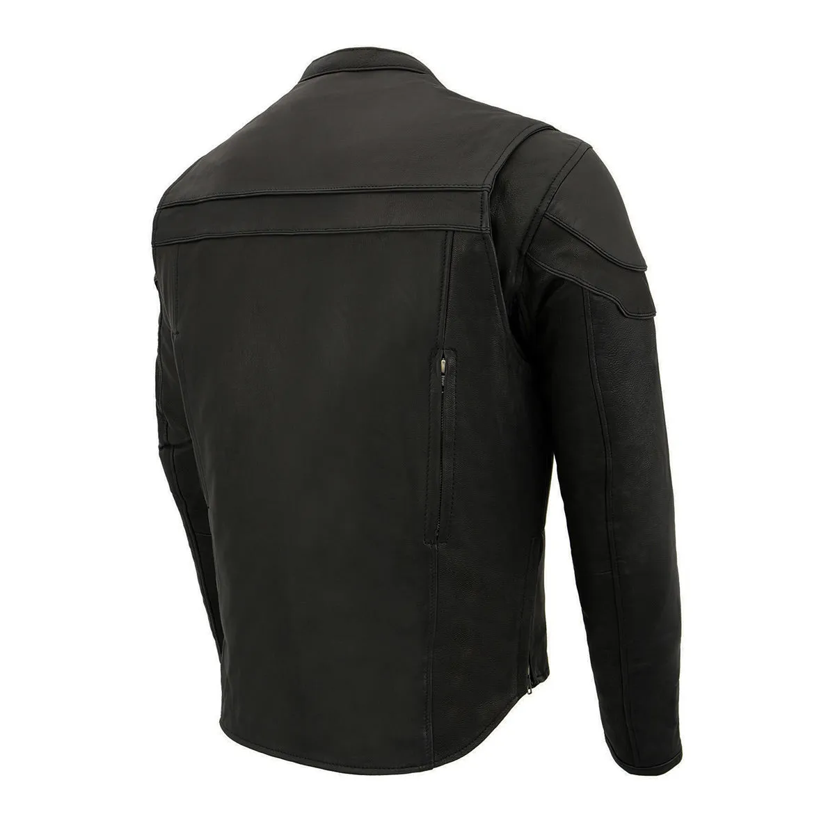 Black Color ML1408 Men's Sporty Crossover Leather Jacket