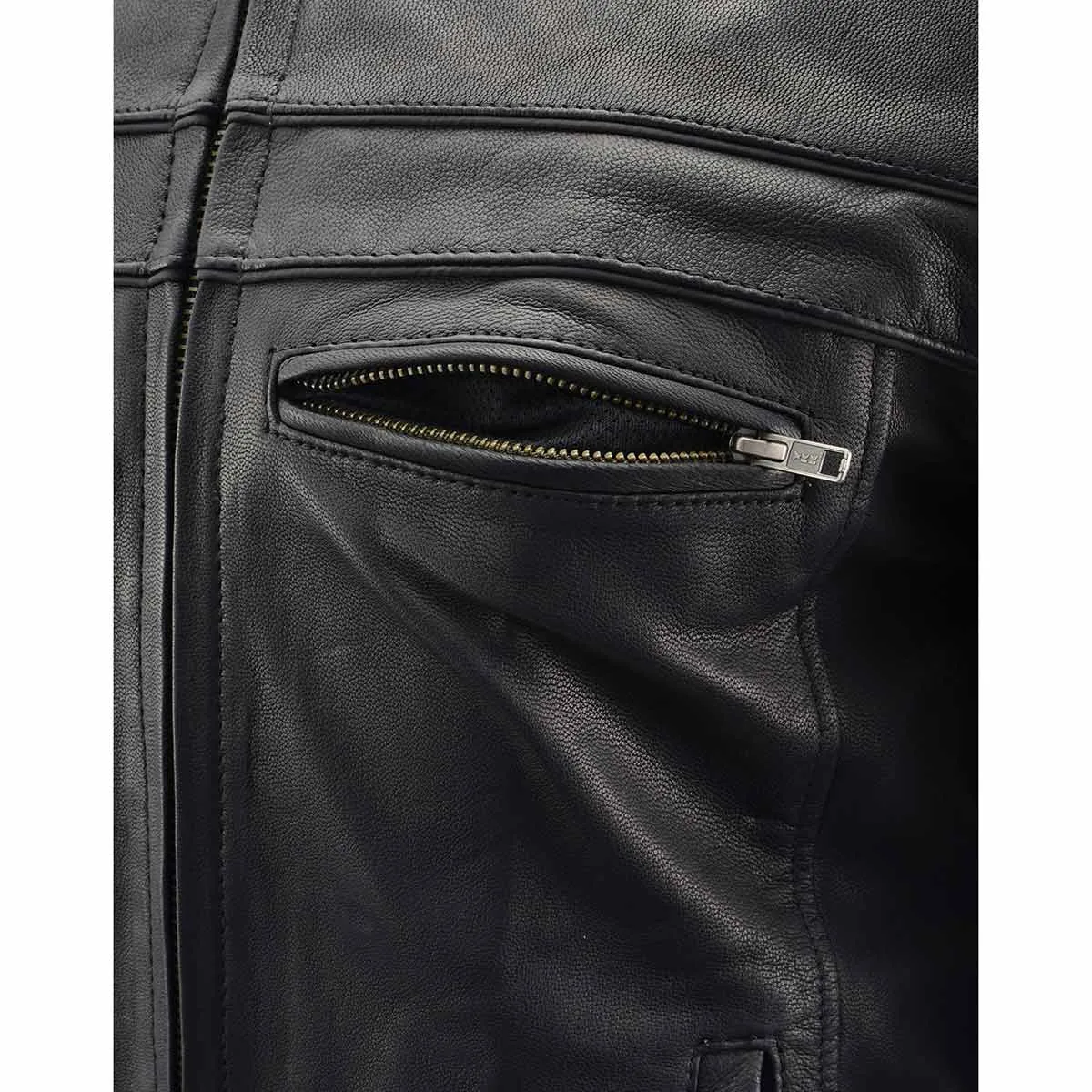 Black Color ML1408 Men's Sporty Crossover Leather Jacket