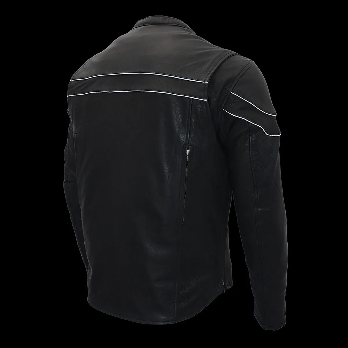 Black Color ML1408 Men's Sporty Crossover Leather Jacket