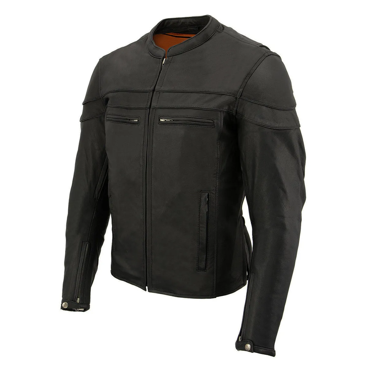 Black Color ML1408 Men's Sporty Crossover Leather Jacket