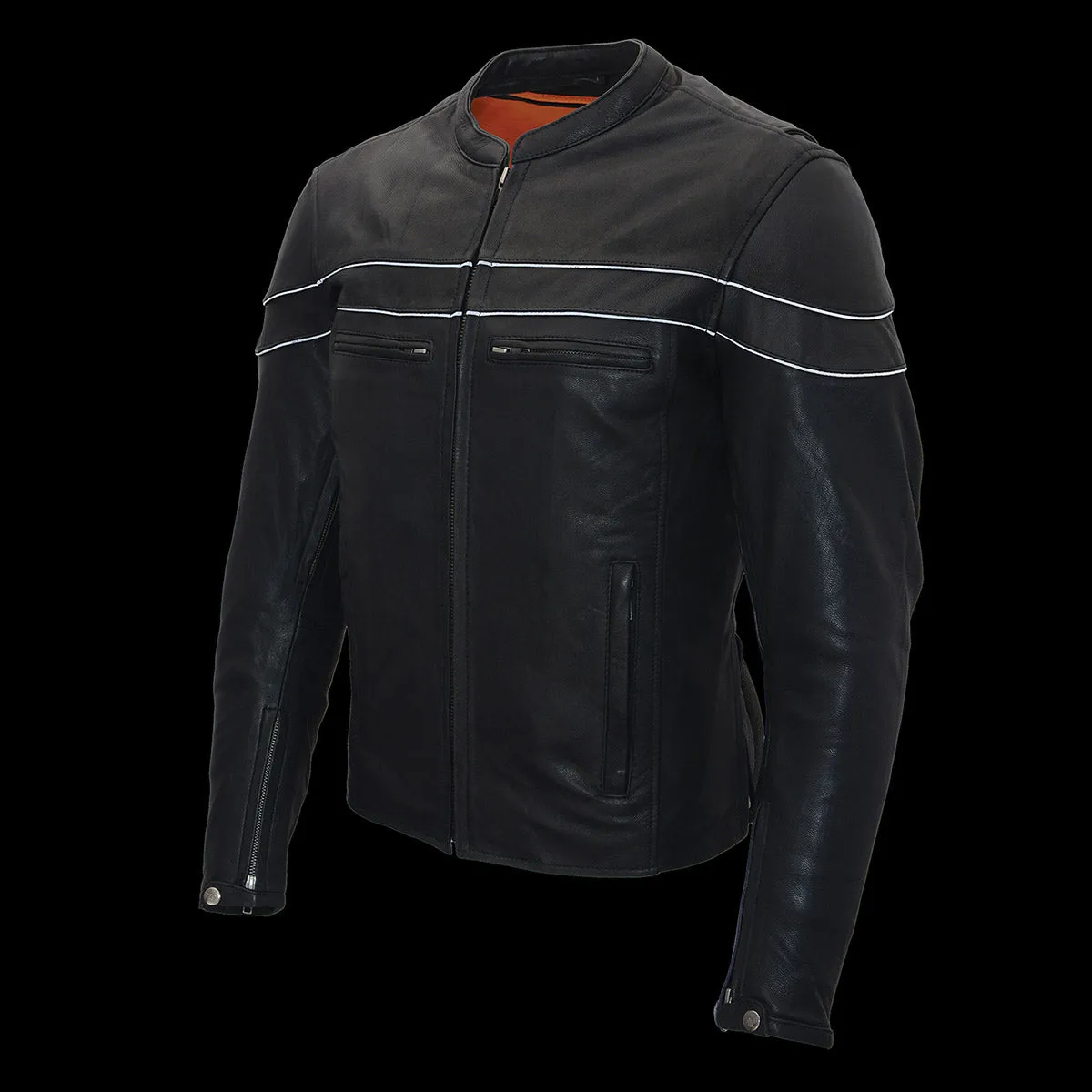 Black Color ML1408 Men's Sporty Crossover Leather Jacket