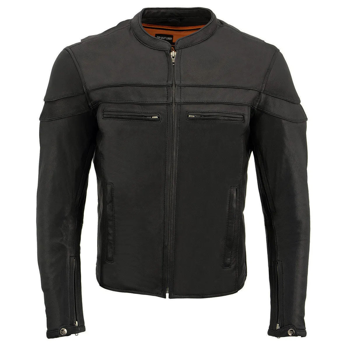 Black Color ML1408 Men's Sporty Crossover Leather Jacket