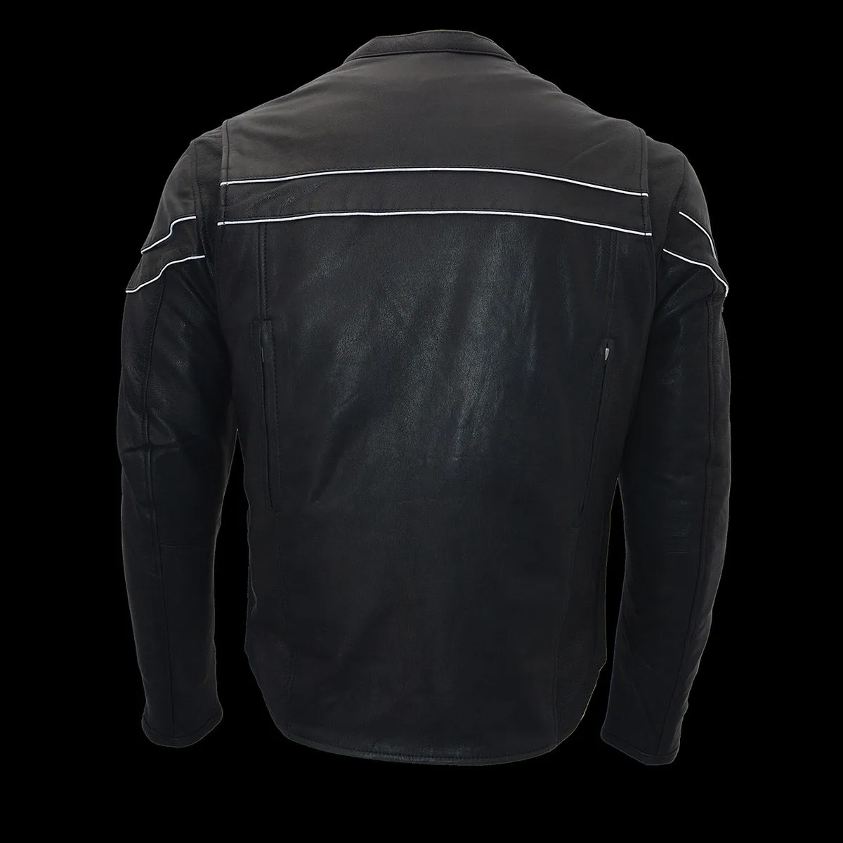 Black Color ML1408 Men's Sporty Crossover Leather Jacket