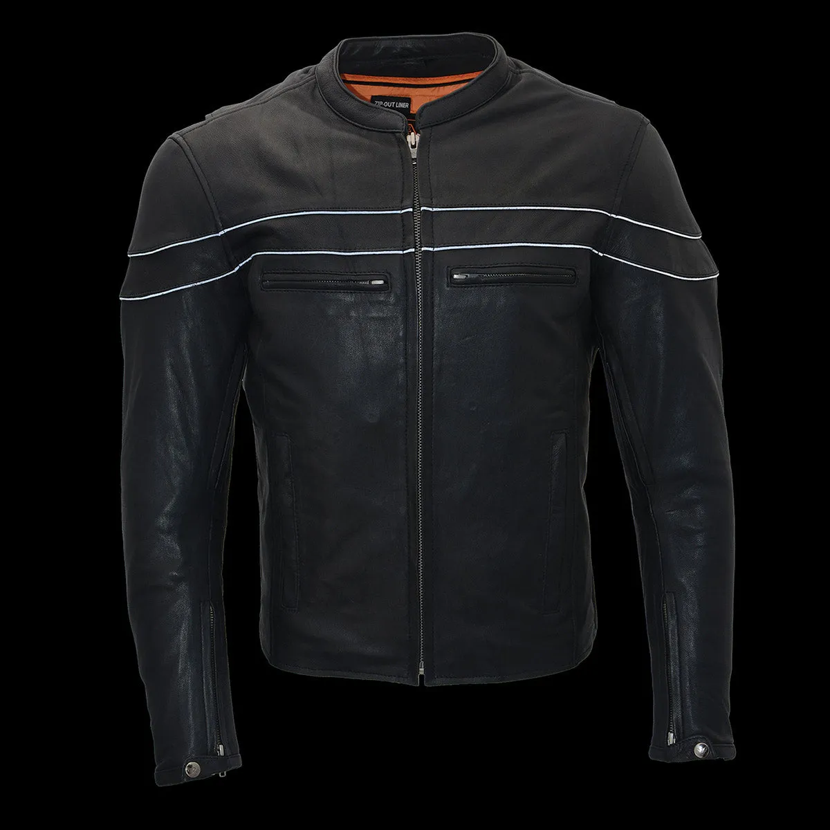 Black Color ML1408 Men's Sporty Crossover Leather Jacket