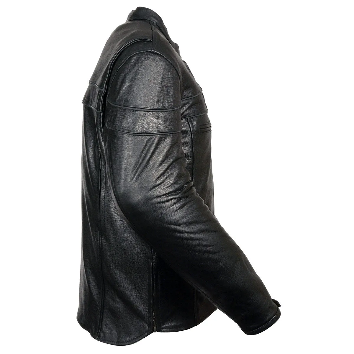Black Color ML1408 Men's Sporty Crossover Leather Jacket