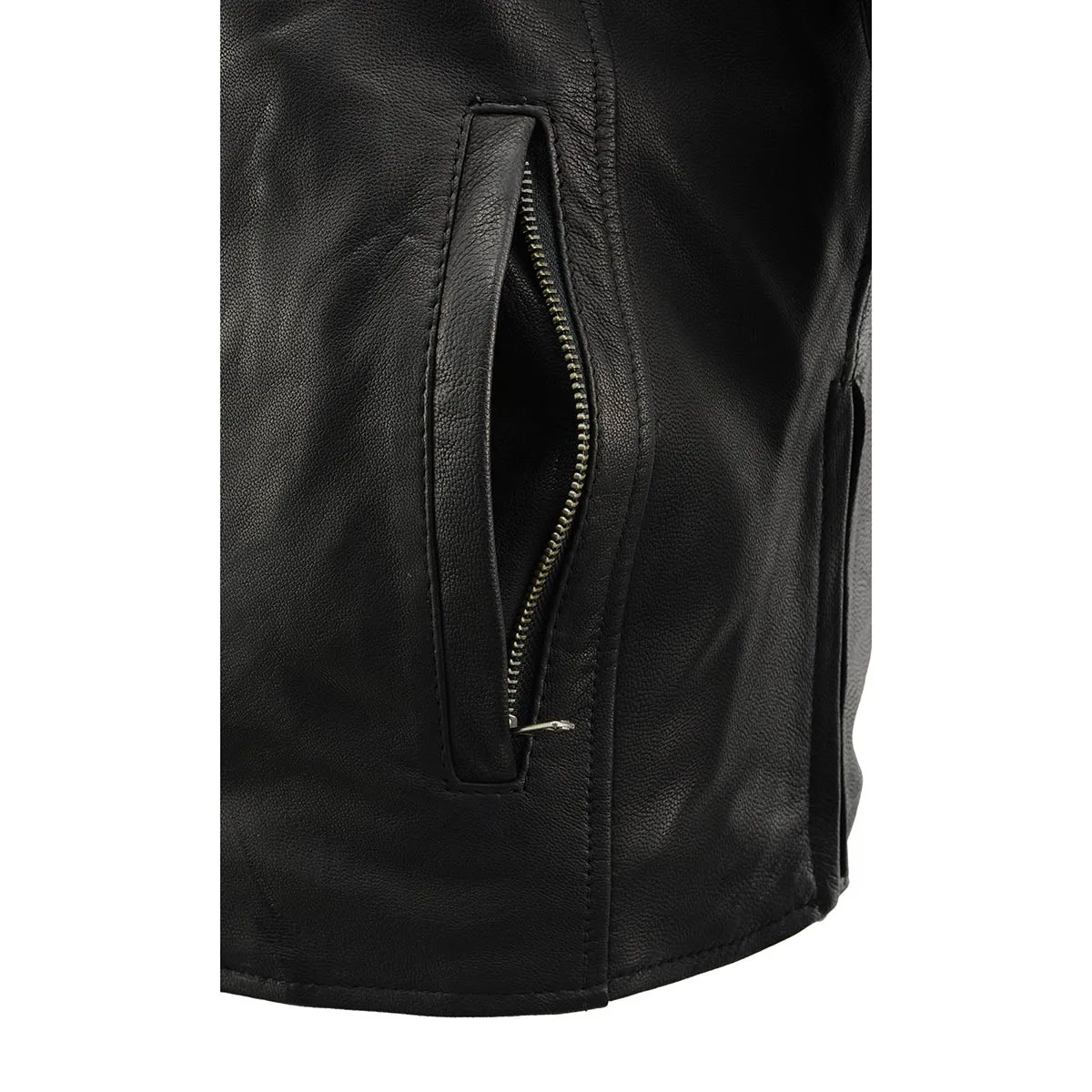 Black Color ML1408 Men's Sporty Crossover Leather Jacket