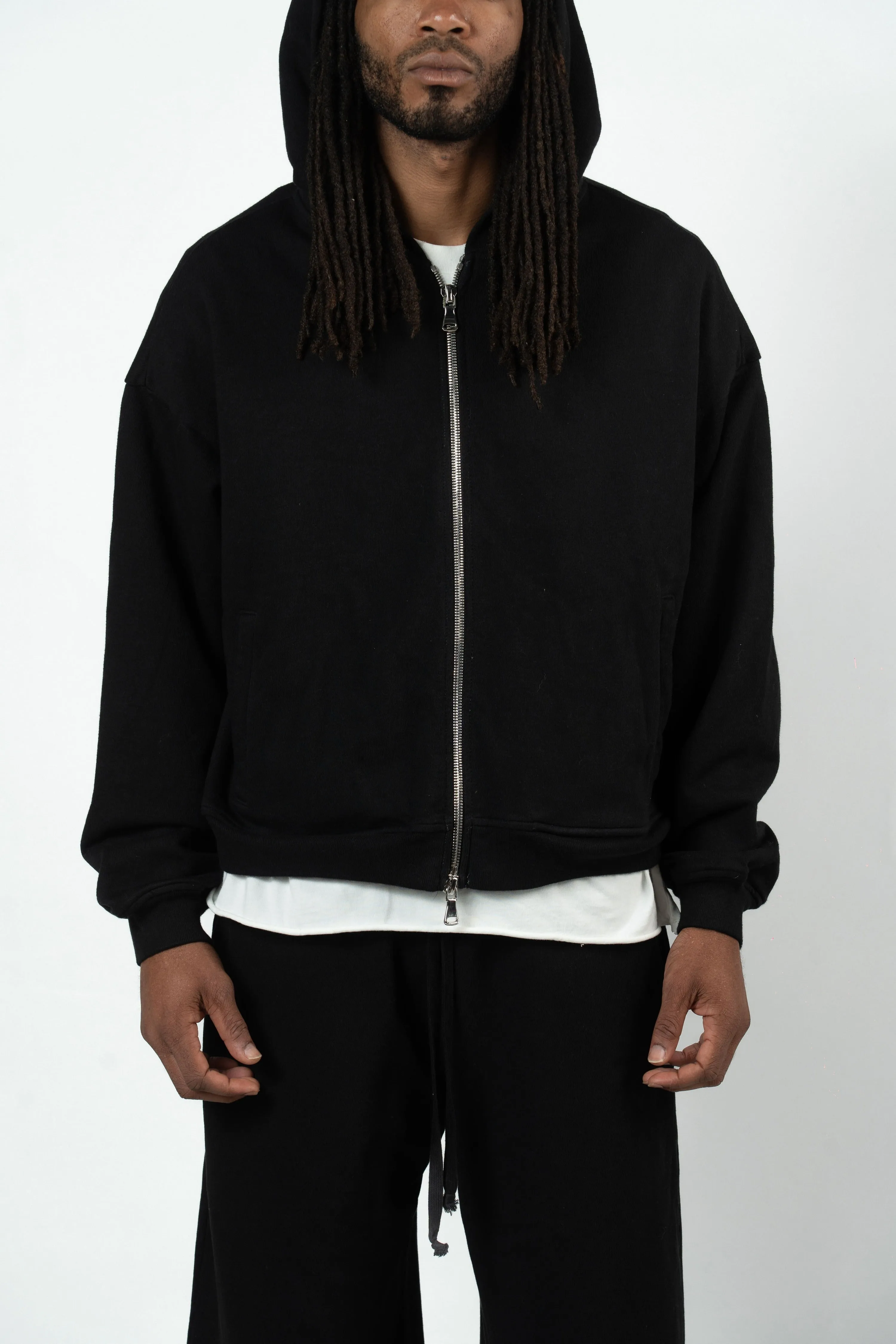 Black Cropped Zip Up