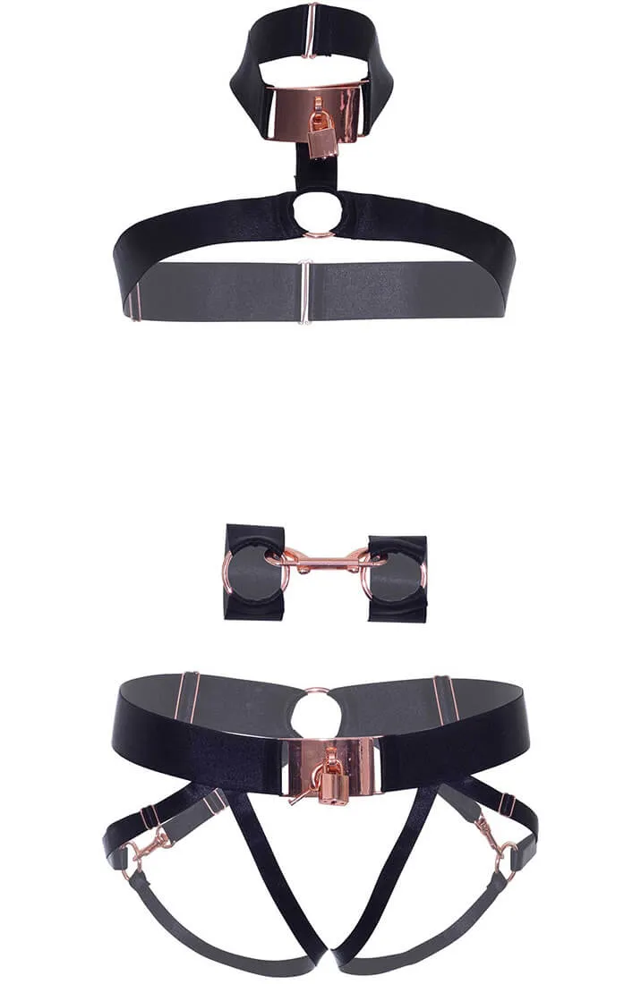Black harness lingerie with lock - Love Lockdown