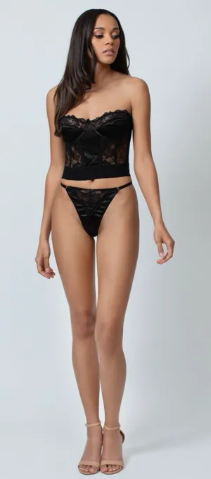 Black Lace & Satin Underwire Corset