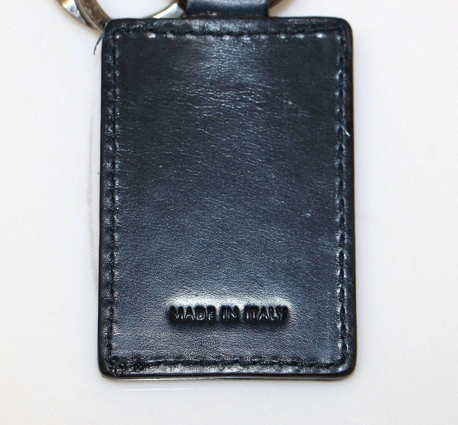 Black Leather Metal Ring Keychain