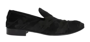 Black Leather Pony Hair Loafers