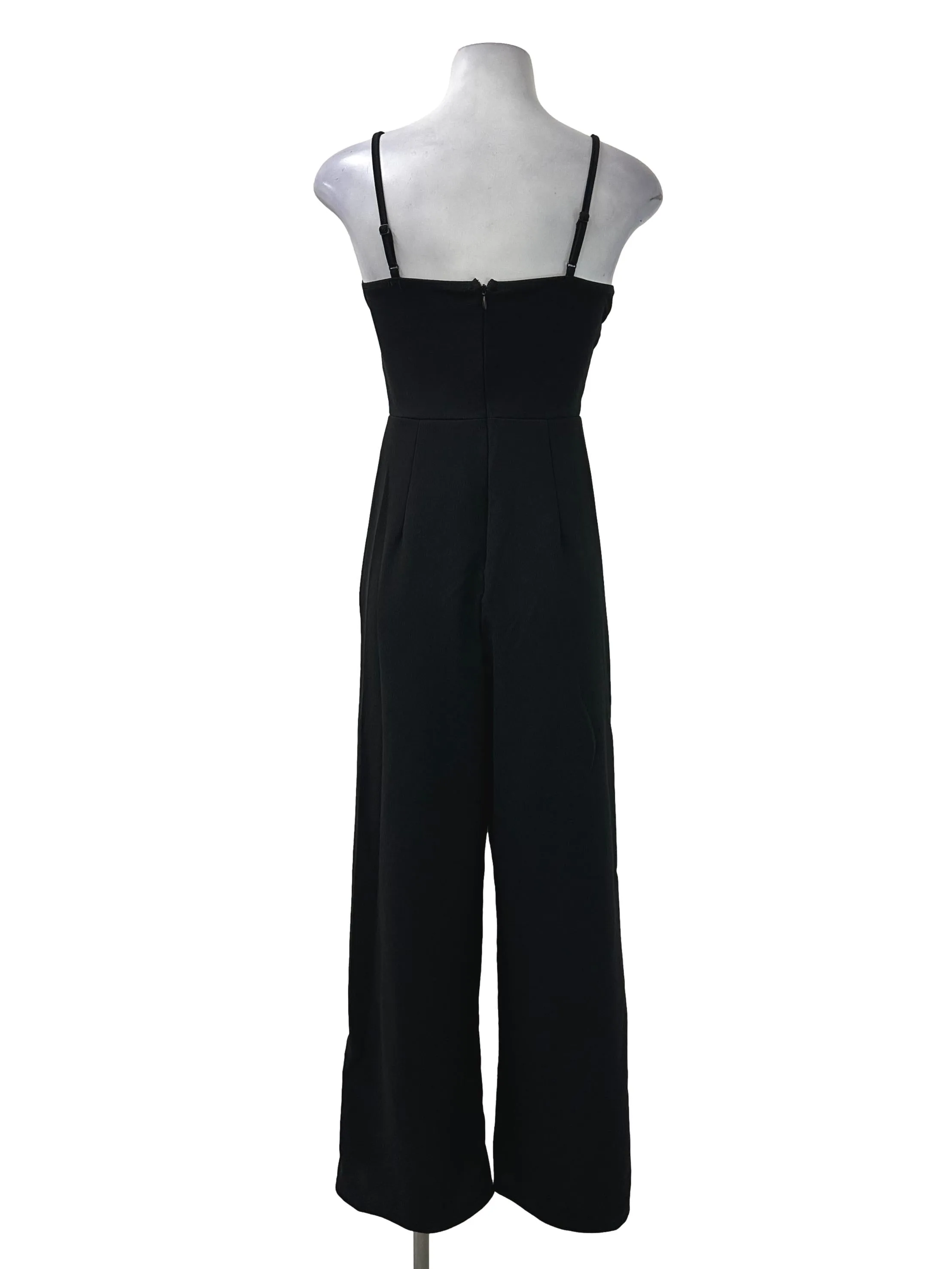 Black Ruched Sleeveless Jumpsuit